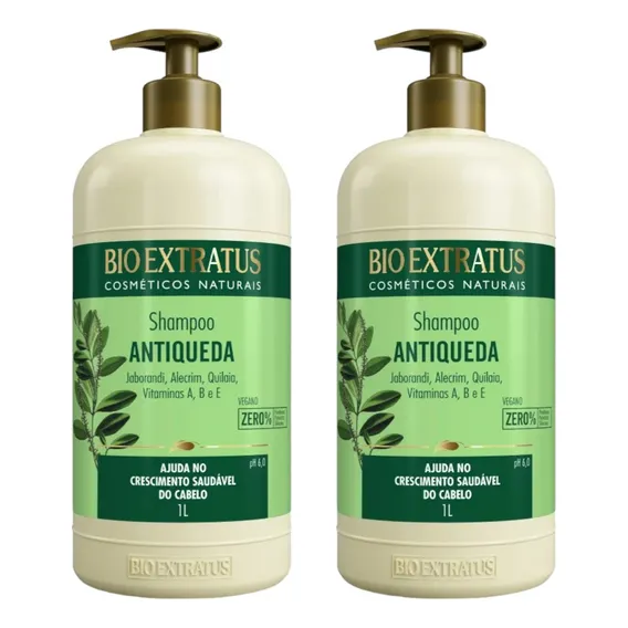 Kit 2 Shampoo Antiqueda Jaborandi 1 Litro Bio Extratus Foto 1