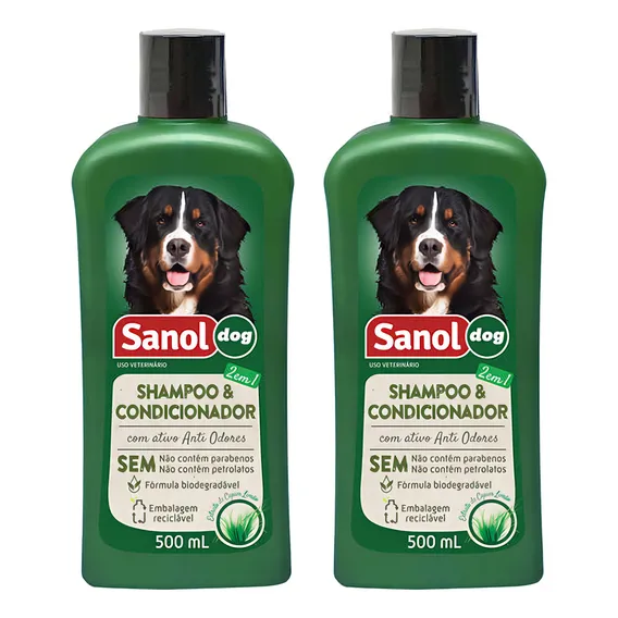 Kit 2 Shampoo Cachorro Shampoo E Condicionador 2 Em 1 Sanol Foto 1
