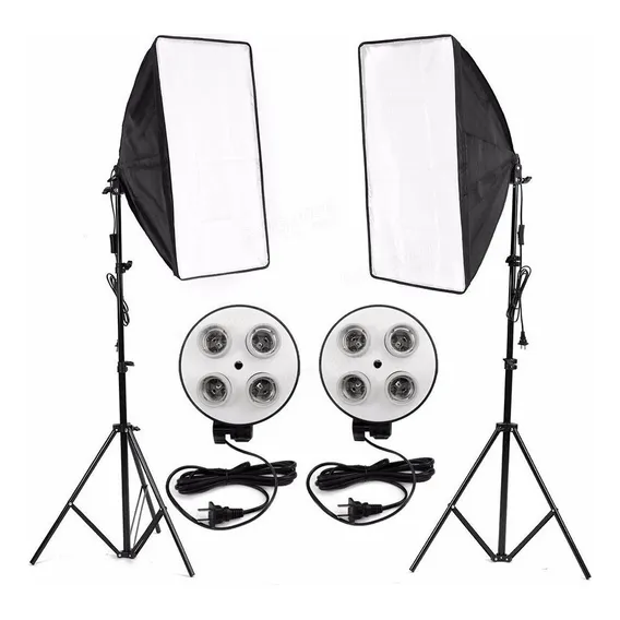 Kit 2 Softbox Estúdio Fotográfico Led Fotografia Tripé 4 Luz 110v/220v Foto 1