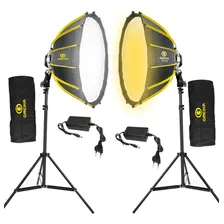 Kit 2 Softbox Led Bicolor Parabolico Greika 200w + Tripés Foto  mini 1