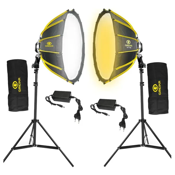 Kit 2 Softbox Led Bicolor Parabolico Greika 200w + Tripés Foto 1