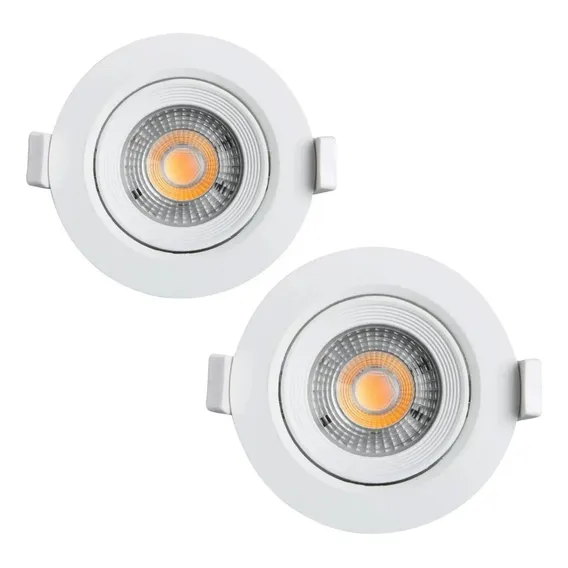 Kit 2 Spot Led Redondo Direcionável Embutir 3w Luz Amarela Foto 1