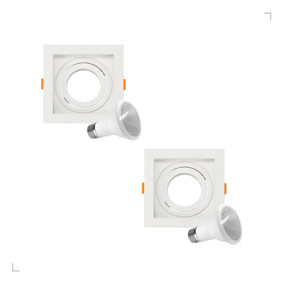 Kit 2 Spots Embutido Par20 Quadrado Direcionável Led 6000k Foto 1