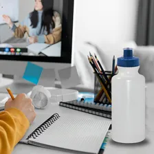 Kit 2 Squeezes 550ml Tampa Fibra Madeira Azul Foto mini 3
