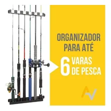 Kit 2 Suporte Organizador Parede Rack 12 Varas Pesca Cardume Foto mini 2