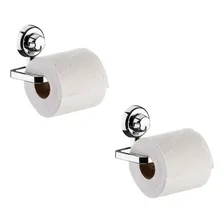 Kit 2 Suporte Porta Papel Higiênico Ventosa Cromado Future Foto mini 1