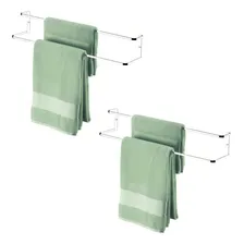 Kit 2 Suporte Porta Toalha Duplo 60cm Toalheiro Parede Foto mini 1