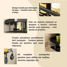 Kit 2 Suportes Prateleira Adesiva Porta Shampoo Box Banheiro Cor Preto Foto mini 2