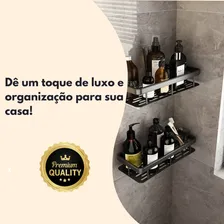 Kit 2 Suportes Prateleira Adesiva Porta Shampoo Box Banheiro Cor Preto Foto mini 3