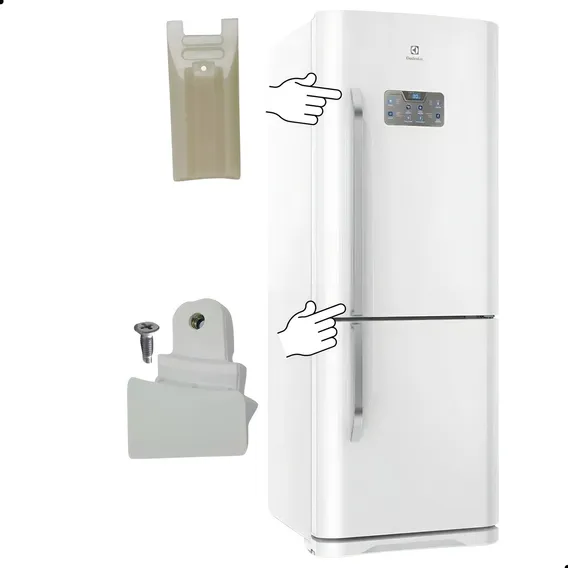 Kit 2 Suportes Puxador da porta De Cima Geladeira Electrolux Db52 Db53 ib53 + 1 Parafuso Foto 1