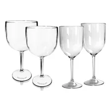 Kit 2 Taças Gin E 2 Taças Vinho Acrílico Krystalon Foto  mini 1