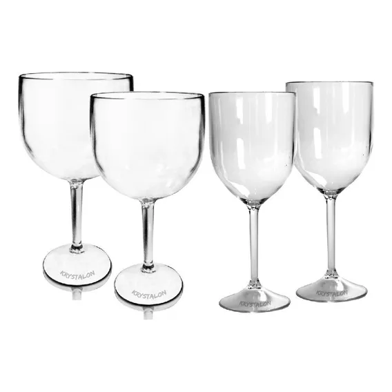 Kit 2 Taças Gin E 2 Taças Vinho Acrílico Krystalon Foto 1