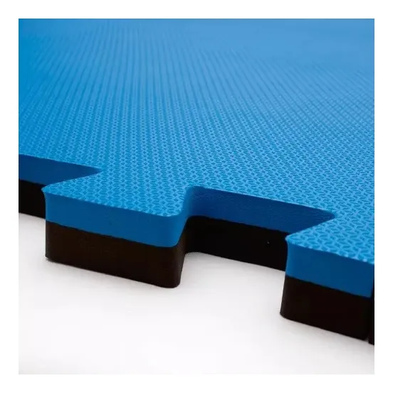 Kit 2 Tatame Tapete Eva 1x1 M 30mm 100x100x3cm Preto E Azul Foto 1