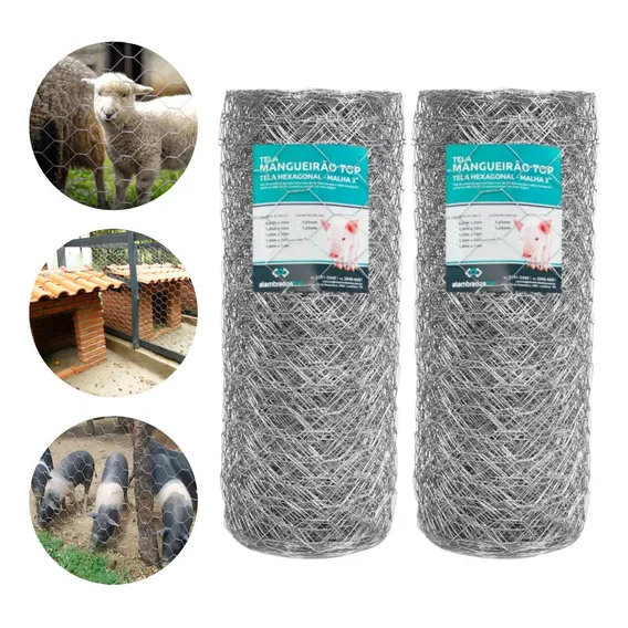 Kit 2 Telas Mangueirão 0,80 X 50m Fio 18 Galvanizada Reforça Foto 1