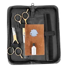 Kit 2 Tesouras Profissionais Desfiadeira Cortar Cabelo 7 Pçs Foto mini 1