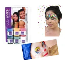 Kit 2 Tinta Facial Color Make Liquida Com 06 Cores + Pincel Foto mini 2
