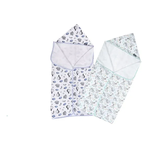 Kit 2 Toalhas De Banho Bebe Forrada Fralda Capuz 90cmx70cm Foto 1