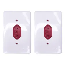 Kit 2 Tomada 10a 2p+t Vermelha Embutir Ilumi Para Cozinha Cor Branco Foto  mini 1