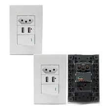 Kit 2 Tomadas Com Interruptor Com 2 Entradas Usb 5v 2.1a 023 Foto mini 2