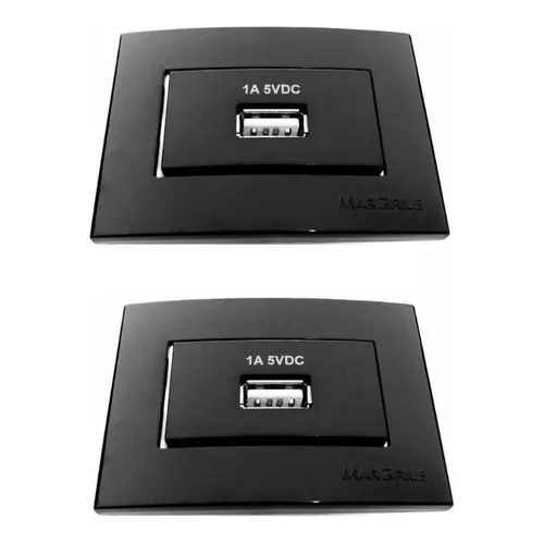 Kit 2 Tomadas Usb Charger 1 Saídas P/moveis Margirius Preta Cor Preto Foto 1