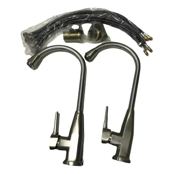 Kit 2 Torneiras Monocomando Gourmet Cromada Aço Escovado 8003 Foto 1