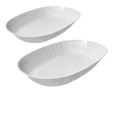 Kit 2 Travessas Melamina Oval Funda Branco 23cm / 25cm Foto  mini 1