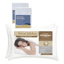 Kit 2 Travesseiros 200 Fios + 2 Capas Impermeáveis Ortobom Foto  mini 1