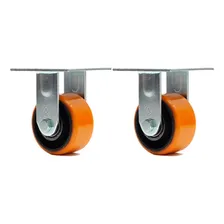 Kit 2 Un Roda RodÃzio Fixo Poliuretano Moldado Ferro Pu 3 Po Foto mini 1