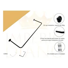 Kit 2 Uni - Arara Parede Roupas Cabideiro Loja Quarto 120cm Cor Branco Foto mini 3
