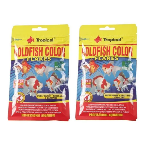 Kit 2 Unidades Tropical Ração Goldfish Color Flakes 12g Foto 1