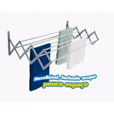 Kit 2 Unidades Varal Sanfonado 100cm Em AlumÃnio De Parede Cor Cinza Foto mini 4