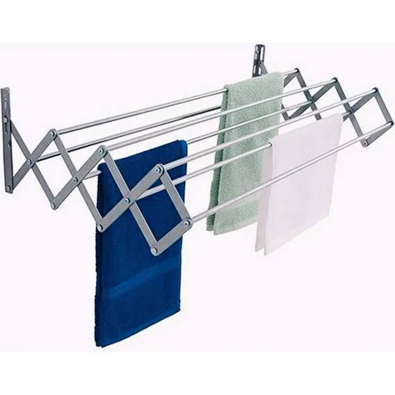 Kit 2 Unidades Varal Sanfonado 100cm Em AlumÃnio De Parede Cor Cinza Foto 1