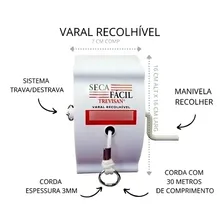 Kit 2 Varais Retrátil Parede RecolhÃvel De Roupas Corda 30m Foto mini 2