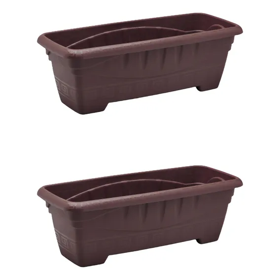Kit 2 Vaso Decorativo Retangular M Marrom Floreira Plástico Foto 1