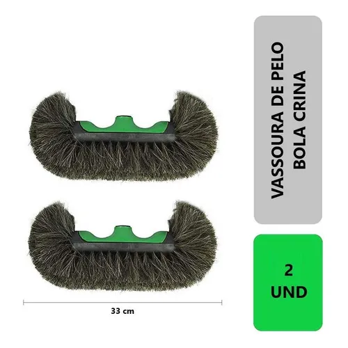 Kit 2 - Vassoura De Pelo Crina Bola Bolota 33cm - Sem Cabo Foto 1