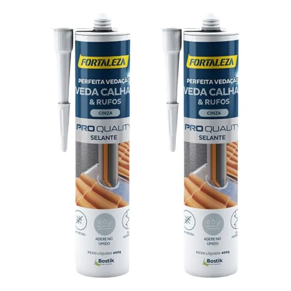 Kit 2 Veda Calha Alumínio Selante Impermeável 400g Cola Foto 1