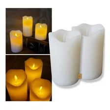 Kit 2 Velas Led Pilha Média Parafina Chama Viva Oscilante Foto mini 1