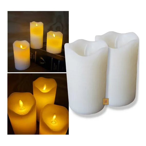 Kit 2 Velas Led Pilha Média Parafina Chama Viva Oscilante Foto 1