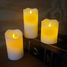 Kit 2 Velas Led Pilha Média Parafina Chama Viva Oscilante Foto mini 3