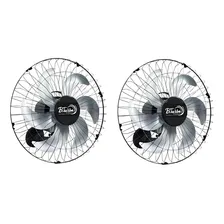 Kit 2 Ventilador Parede Biturbo Venti- 50cm + Forte Potente Estrutura Preto Pás Cinza 127/220v Foto  mini 1