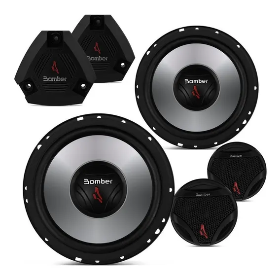 Kit 2 Vias Bomber Upgrade Alto Falante 6 200w Rms Par Cor Preto E Prata Foto 1