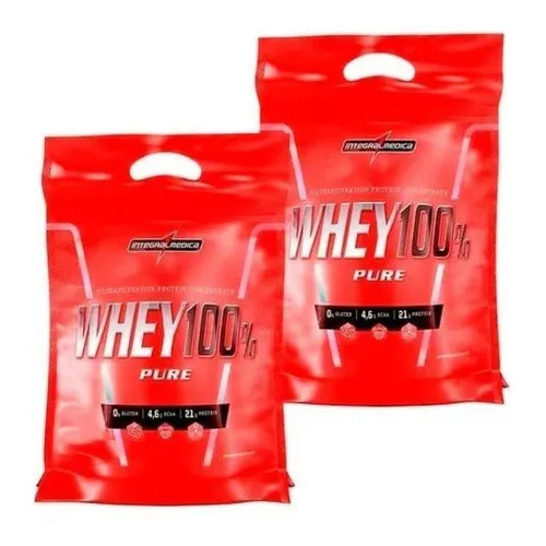 Kit 2 Whey Protein 100% Pure de 900g Morango Integralmedica Foto 1