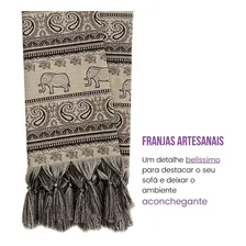 Kit 2 Xale Para Proteger Sofá + 2 Almofadas Cheias Indiana Marrom E Bege Foto mini 3