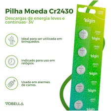 Kit 20 Bateria Pilha Moeda Cr2430 3v 4 Cartela Relógio Elgin Foto mini  2