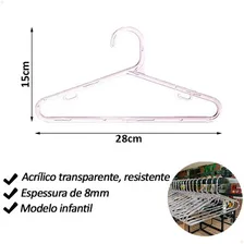 Kit 20 Cabide Infantil Tradicional Transparente Roupa Loja Foto mini 2