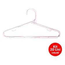 Kit 20 Cabide Infantil Tradicional Transparente Roupa Loja Foto mini 1
