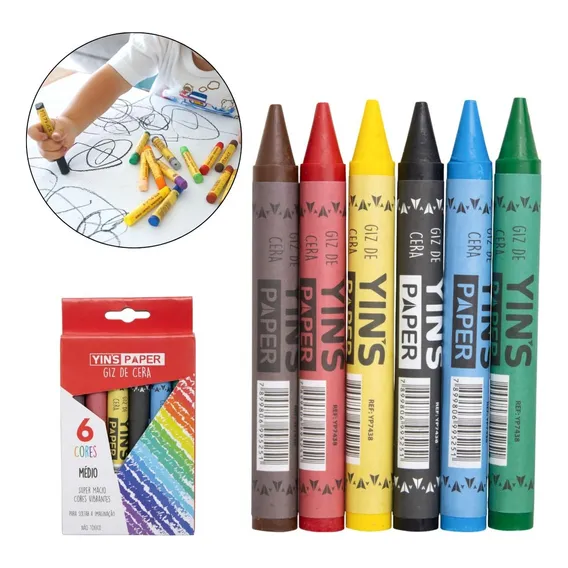 Kit 20 Caixa Giz De Cera 6 Cores 10cm Jumbo Lembrancinha Foto 1