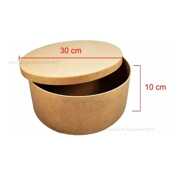 Kit 20 Caixa Redonda Tampa Sapato 30x30x10 Mdf Madeira Cor Cru Foto 1