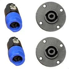 Kit 20 Conector Plug Speakon Macho Femea 4 Polos Cor Preto Foto mini 2