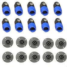 Kit 20 Conector Plug Speakon Macho Femea 4 Polos Cor Preto Foto mini 1